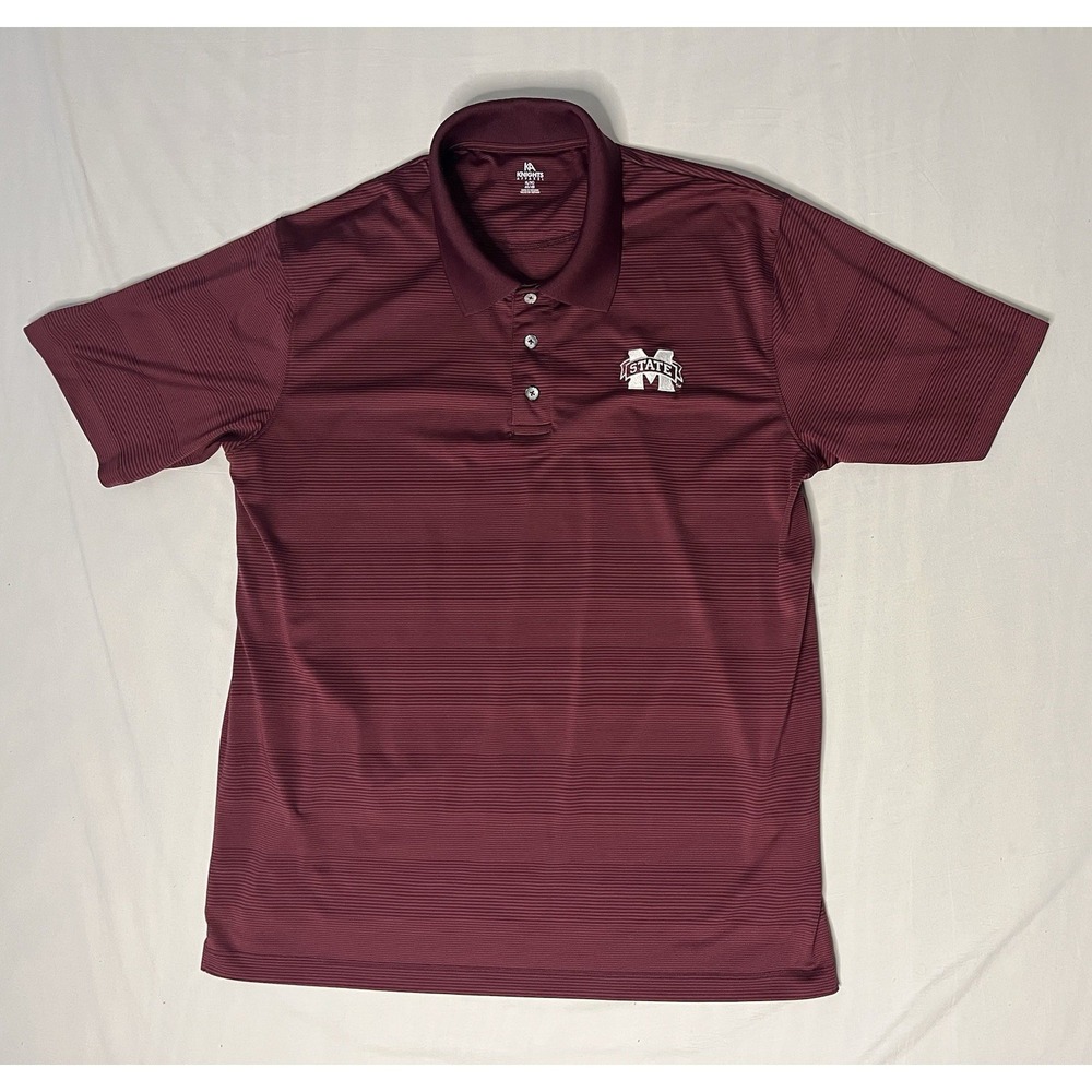 KA Knights Mississippi State Bulldogs Polo Shirt Mens XL Maroon Stripes Football